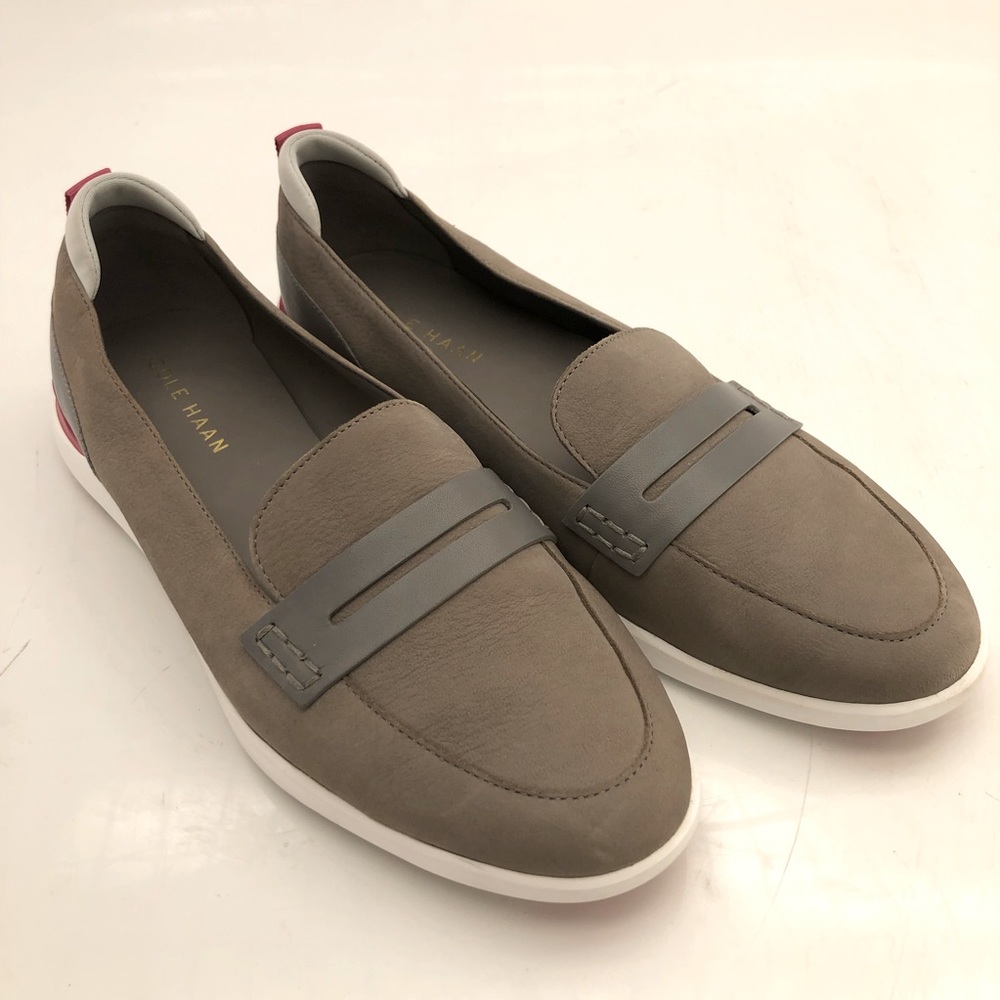 Cole Haan Grand Gray/White/Pink Loafers 7.5B Flats
